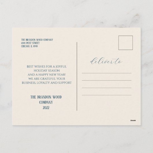 Zakelijke marine en goud feestdagenkaart (Achterkant)