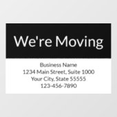 Zakelijke mededeling verhuizing zwart-wit raamsticker (Vel)