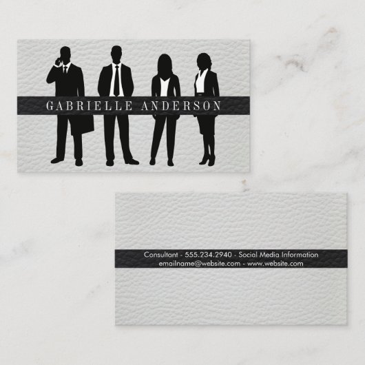 Zakelijke Mensen Staan | Leer Visitekaartje (Voorkant / Achterkant)