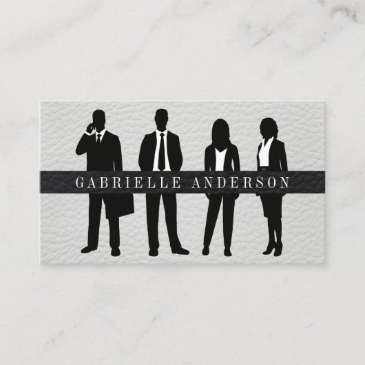 Zakelijke Mensen Staan | Leer Visitekaartje (Voorkant)