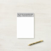 Zakelijke merknaam op grijze koptekst van lange post-it® notes (Op bureau)