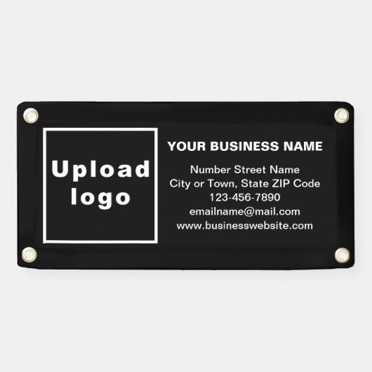 Zakelijke merknaam op kleine zwarte banner (Horizontaal)