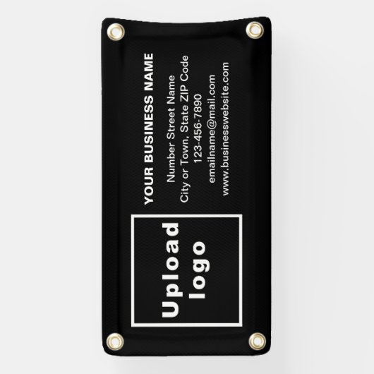 Zakelijke merknaam op kleine zwarte banner (Verticaal)