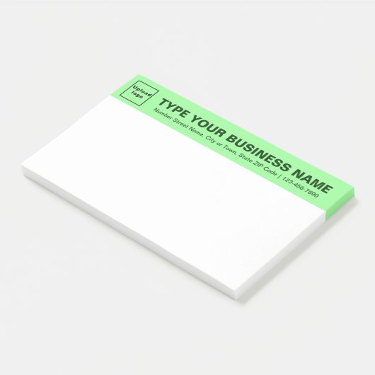 Zakelijke merknaam op lichte groene koptekst van g post-it® notes (Schuin)
