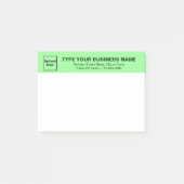 Zakelijke merknaam op lichtgroene kop van rechthoe post-it® notes (Voorkant)