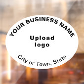 Zakelijke merknaam op witte ovale vorm raamsticker (Vel 2)