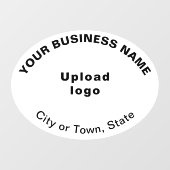 Zakelijke merknaam op witte ovale vorm raamsticker (Vel)