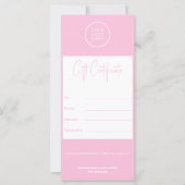Zakelijke minimalistische moderne roze cadeaubon (Voorkant)