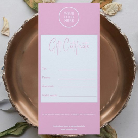 Zakelijke minimalistische moderne roze cadeaubon