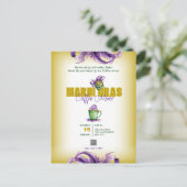 Zakelijke Mixer Mardi Gras QR Code uitnodiging (Staand voorkant)