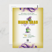 Zakelijke Mixer Mardi Gras QR Code uitnodiging (Voorkant / Achterkant)