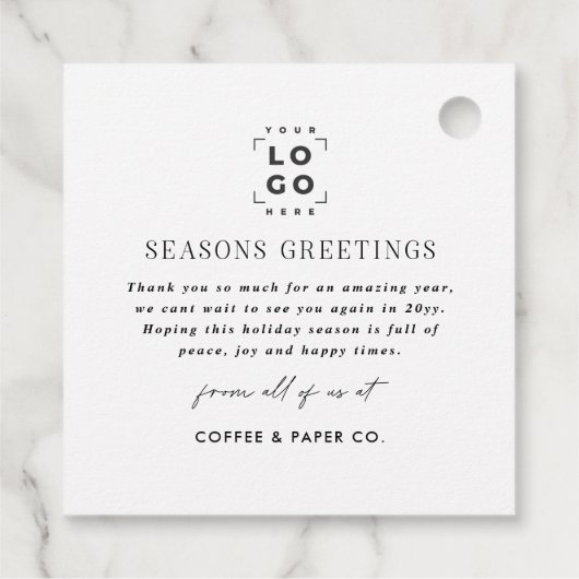 Zakelijke moderne boog foto kerst bedankjes labels (Achterkant)