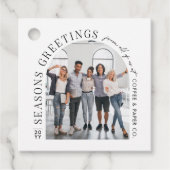 Zakelijke moderne boog foto kerst bedankjes labels (Voorkant)