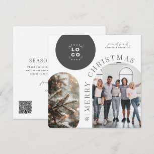 Zakelijke moderne boog foto kerst feestdagenkaart