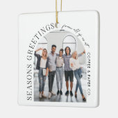 Zakelijke moderne boog foto kerst keramisch ornament (Links)