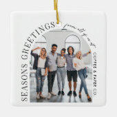 Zakelijke moderne boog foto kerst keramisch ornament (Voorkant)