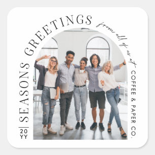 Zakelijke moderne boog foto kerst vierkante sticker