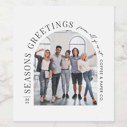 Zakelijke moderne boog foto kerst wijn etiket (Enkel label)