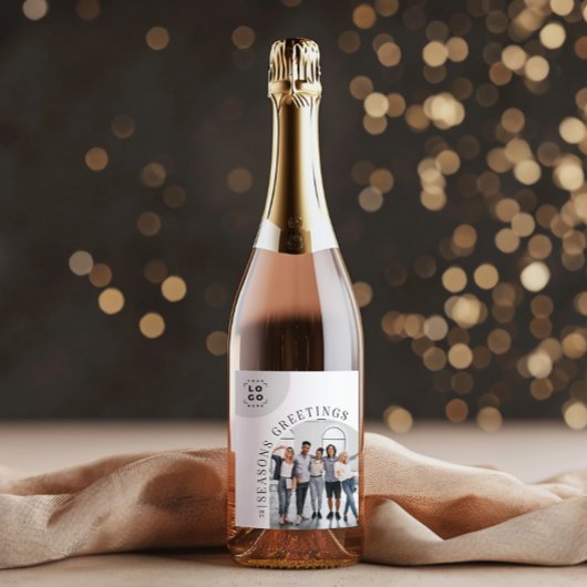 Zakelijke moderne boog foto kerstvakantie wijn etiket