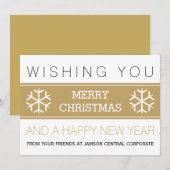 Zakelijke moderne gouden en witte kerstvakantie feestdagenkaart (Voorkant / Achterkant)