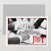 Zakelijke moderne rode vreugde minimale kerstfoto feestdagenkaart (Voorkant / Achterkant)