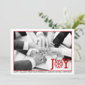 Zakelijke moderne rode vreugde minimale kerstfoto feestdagenkaart (Staand voorkant)