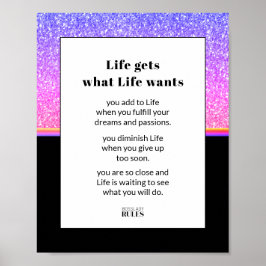 Zakelijke motivatie roze blauw glitter en zwart poster