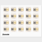 Zakelijke naam beige logo qr-code vierkante sticker (Vel)