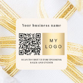 Zakelijke naam beige logo qr-code vierkante sticker