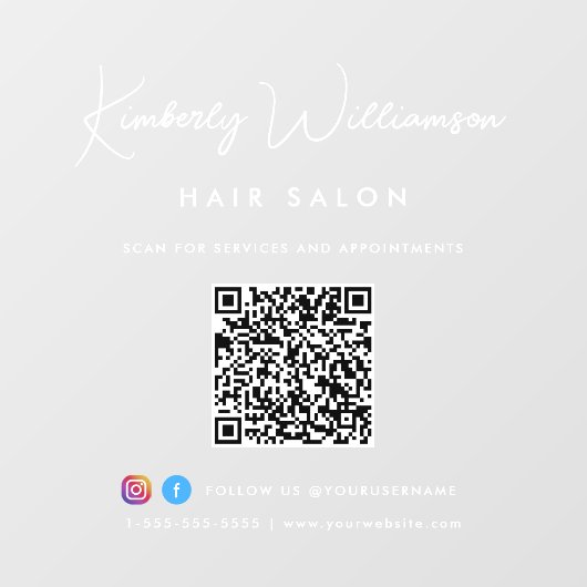 Zakelijke naam Chic handtekening script QR-code Raamsticker (Vel)