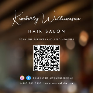 Zakelijke naam Chic Signature Script QR-code Raamsticker