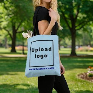 Zakelijke naam en logo   Lichtblauwe boodschappent Tote Bag