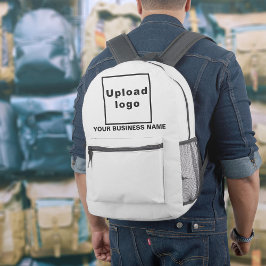 Zakelijke naam en logo op witte rugzak