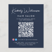 Zakelijke naam handtekening script QR-code blauw Flyer (Voorkant)