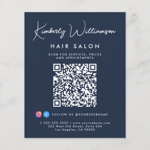 Zakelijke naam handtekening script QR-code blauw Flyer