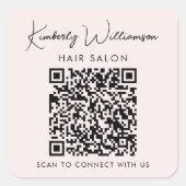 Zakelijke naam handtekening script QR-code promoti Vierkante Sticker (Voorkant)