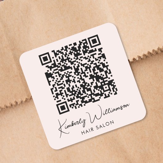 Zakelijke naam handtekening script QR-code promoti Vierkante Sticker