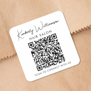 Zakelijke naam handtekening script QR-code promoti Vierkante Sticker