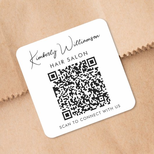 Zakelijke naam handtekening script QR-code promoti Vierkante Sticker