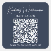 Zakelijke naam handtekening script QR-code promoti Vierkante Sticker (Voorkant)
