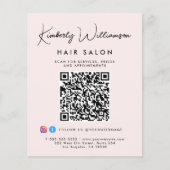 Zakelijke naam handtekening script QR-code roze Flyer (Voorkant)