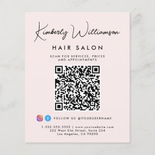 Zakelijke naam handtekening script QR-code roze Flyer