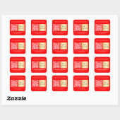 Zakelijke naam helderrode logo qr-code vierkante sticker (Vel)