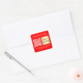 Zakelijke naam helderrode logo qr-code vierkante sticker (Envelop)