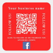 Zakelijke naam helderrode QR-code Facebook Vierkante Sticker (Voorkant)