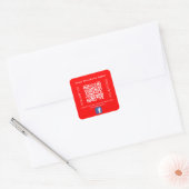 Zakelijke naam helderrode QR-code Facebook Vierkante Sticker (Envelop)