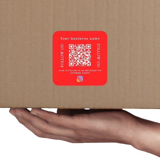 Zakelijke naam helderrode QR-code Instagram Vierkante Sticker