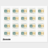 Zakelijke naam ivoor smaragdgroen logo qr-code vierkante sticker (Vel)