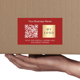 Zakelijke naam logo qr code rood rechthoekige sticker