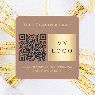 Zakelijke naam mokka bruin logo qr code vierkante sticker